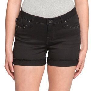 ROCK & REPUBLIC BUMPERSHOOT BLACK DENIM SHORTS